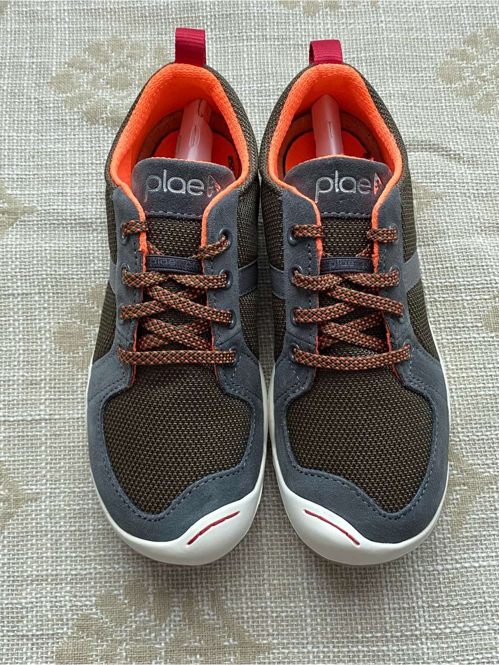 PLAE Miles Dragon Scales Olive Green Grey and Orange Kids Lace-Up Sneakers